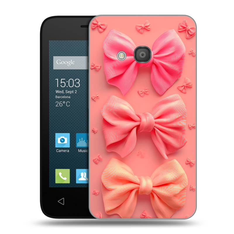 Пластиковый чехол на Alcatel One Touch Pixi 4 (4) с принтом Розовые бантики Пластиковый чехол на Alcatel One Touch Pixi 4 (4) с принтом Розовые бантики