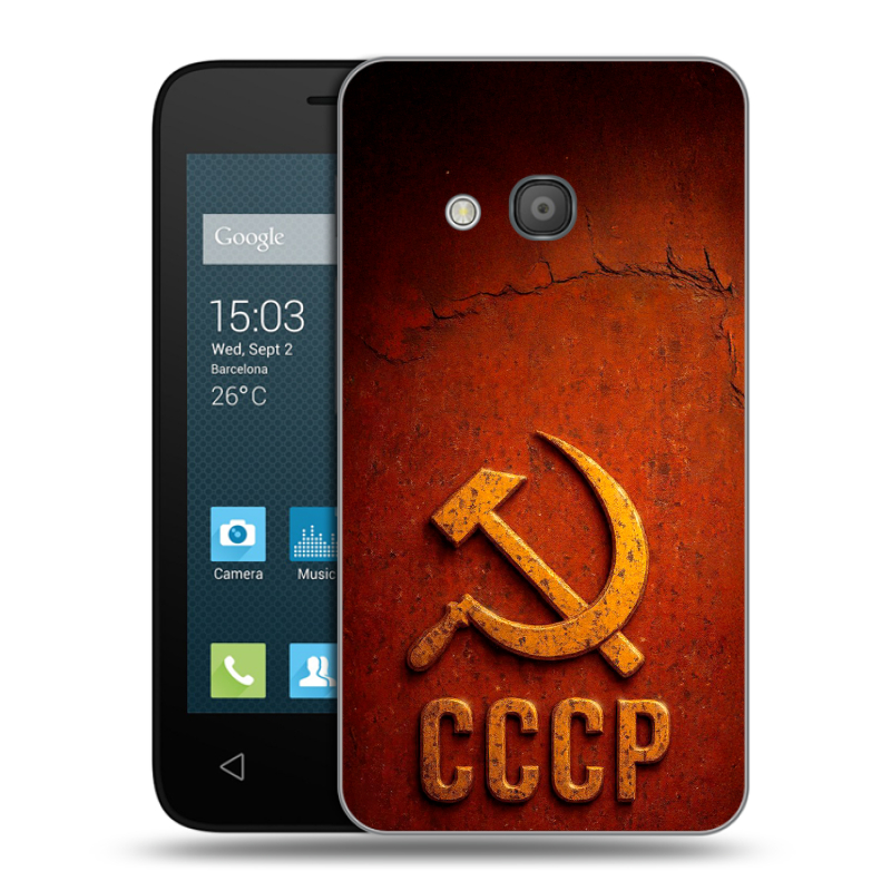 Пластиковый чехол на Alcatel One Touch Pixi 4 (4) с принтом Флаг Герб СССР Пластиковый чехол на Alcatel One Touch Pixi 4 (4) с принтом Флаг Герб СССР