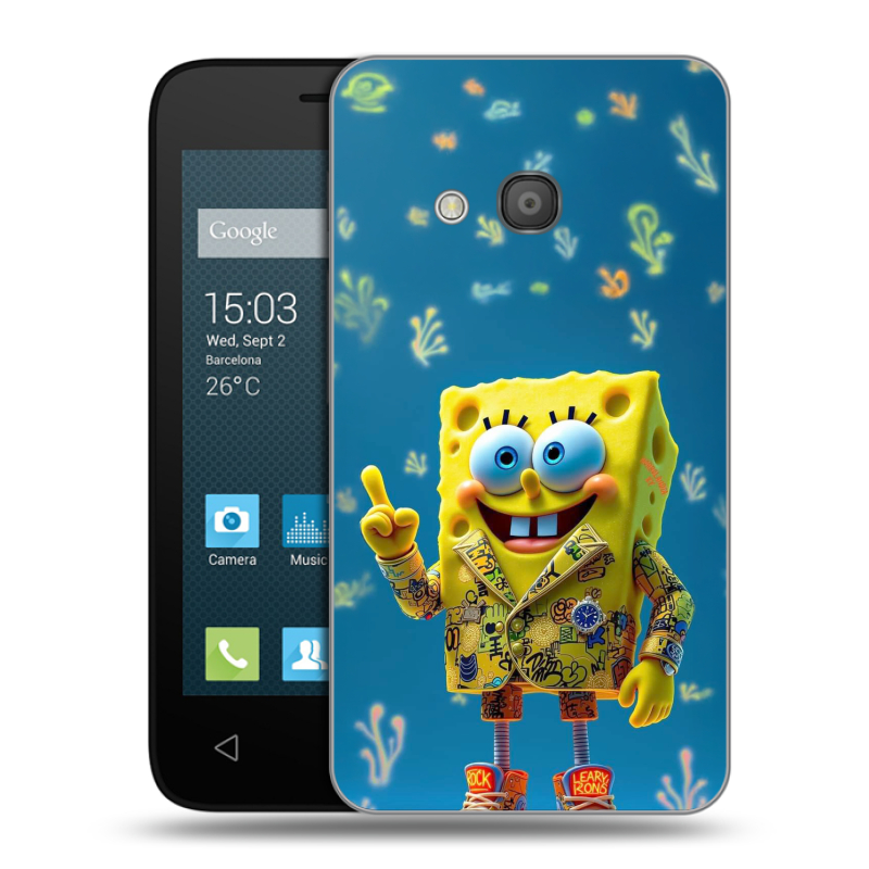 Пластиковый чехол на Alcatel One Touch Pixi 4 (4) с принтом Спанч боб Спанчбоб Пластиковый чехол на Alcatel One Touch Pixi 4 (4) с принтом Спанч боб Спанчбоб