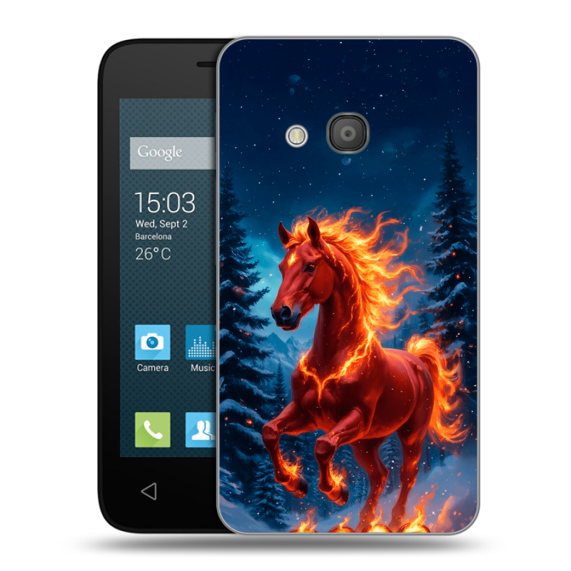 Пластиковый чехол на Alcatel One Touch Pixi 4 (4) с принтом Новый год коня Пластиковый чехол на Alcatel One Touch Pixi 4 (4) с принтом Новый год коня