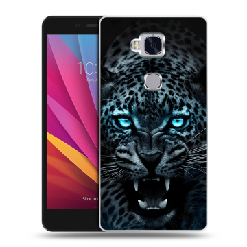 Силиконовый чехол на Huawei Honor 5X с принтом Темный леопард
