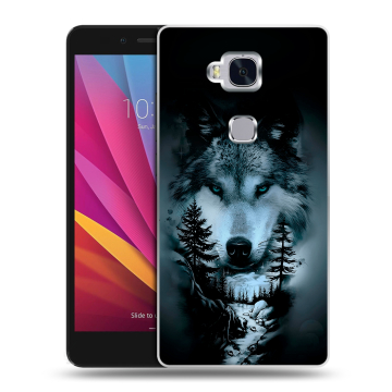 Силиконовый чехол на Huawei Honor 5X с принтом Лесной волк