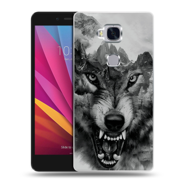 Силиконовый чехол на Huawei Honor 5X с принтом Волк