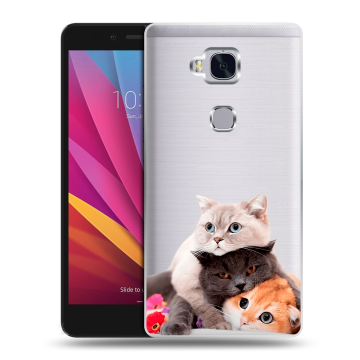 Силиконовый чехол на Huawei Honor 5X с принтом Кошки