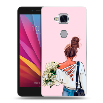 Силиконовый чехол на Huawei Honor 5X с принтом Девушка и букет Силиконовый чехол на Huawei Honor 5X с принтом Девушка и букет
