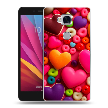 Силиконовый чехол на Huawei Honor 5X с принтом Сердечки