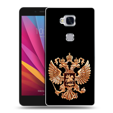 Силиконовый чехол на Huawei Honor 5X с принтом Герб России золотой