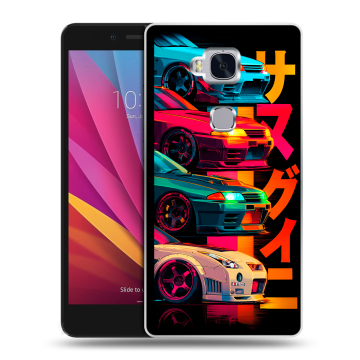 Силиконовый чехол на Huawei Honor 5X с принтом Гоночные машины
