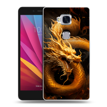 Силиконовый чехол на Huawei Honor 5X с принтом Золотой дракон