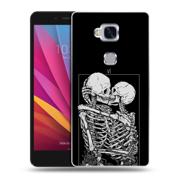 Силиконовый чехол на Huawei Honor 5X с принтом Поцелуй скелетов