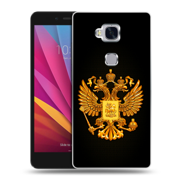Силиконовый чехол на Huawei Honor 5X с принтом Герб России желтый
