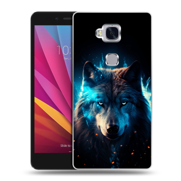 Силиконовый чехол на Huawei Honor 5X с принтом Волк ночной