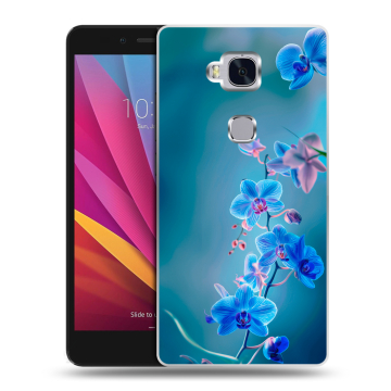 Силиконовый чехол на Huawei Honor 5X с принтом Голубые цветы