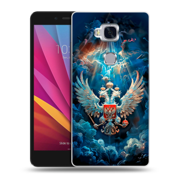 Силиконовый чехол на Huawei Honor 5X с принтом Герб флаг России