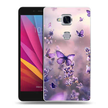Силиконовый чехол на Huawei Honor 5X с принтом бабочки и лаванда