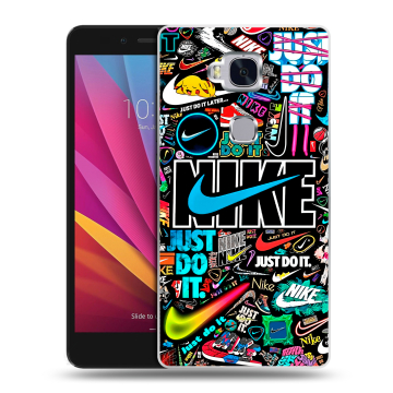 Силиконовый чехол на Huawei Honor 5X с принтом найк nike черный
