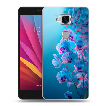Силиконовый чехол на Huawei Honor 5X с принтом голубые орхидеи