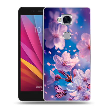 Силиконовый чехол на Huawei Honor 5X с принтом цветы бабочки