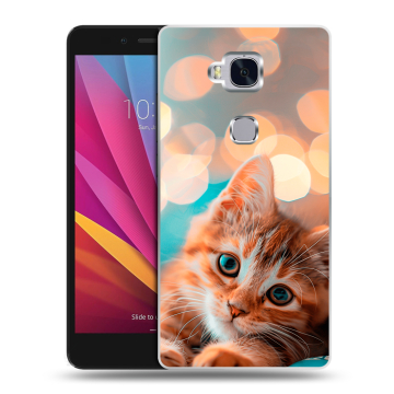 Силиконовый чехол на Huawei Honor 5X с принтом котик