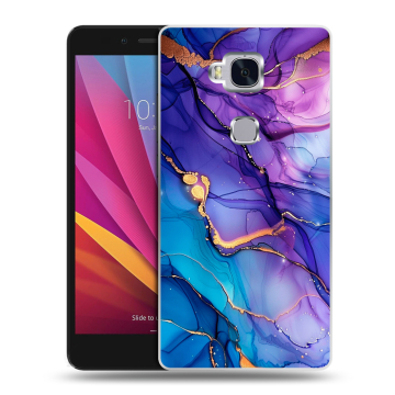 Силиконовый чехол на Huawei Honor 5X с принтом синий мрамор