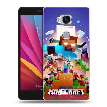 Силиконовый чехол на Huawei Honor 5X с принтом Майнкрафт Minecraft