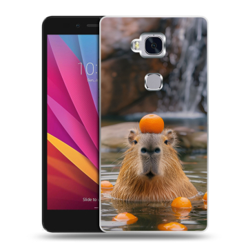 Силиконовый чехол на Huawei Honor 5X с принтом Капибара с апельсином