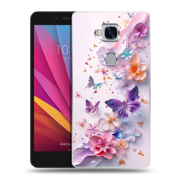 Силиконовый чехол на Huawei Honor 5X с принтом цветы бабочки