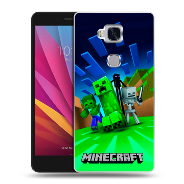 Силиконовый чехол на Huawei Honor 5X с принтом Майнкрафт