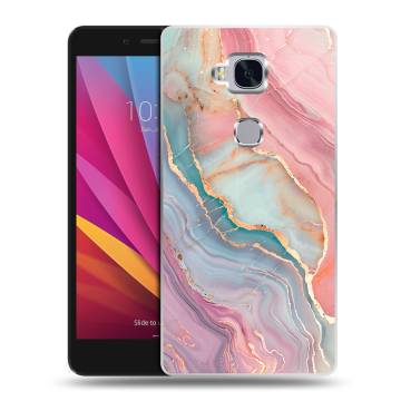 Силиконовый чехол на Huawei Honor 5X с принтом розовый мрамор