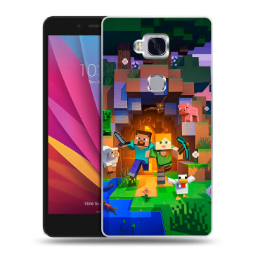 Силиконовый чехол на Huawei Honor 5X с принтом Майнкрафт Minecraft