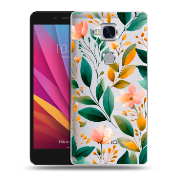 Силиконовый чехол на Huawei Honor 5X с принтом Цветы паттерн