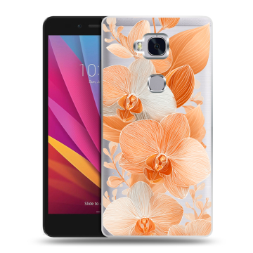 Силиконовый чехол на Huawei Honor 5X с принтом Бежевые цветы