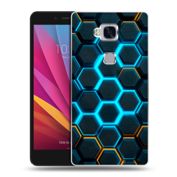 Силиконовый чехол на Huawei Honor 5X с принтом Неоновые соты