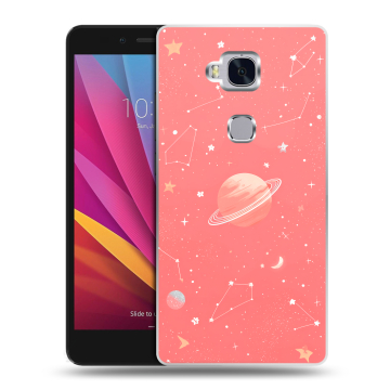 Силиконовый чехол на Huawei Honor 5X с принтом Розовый космос