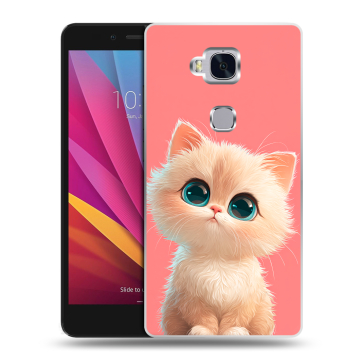 Силиконовый чехол на Huawei Honor 5X с принтом Розовый котенок