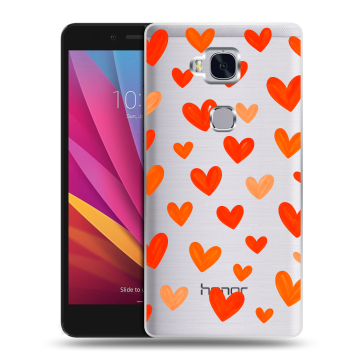 Силиконовый чехол на Huawei Honor 5X с принтом Сердечки