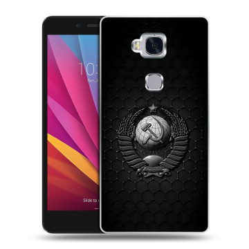 Силиконовый чехол на Huawei Honor 5X с принтом Герб Флаг СССР