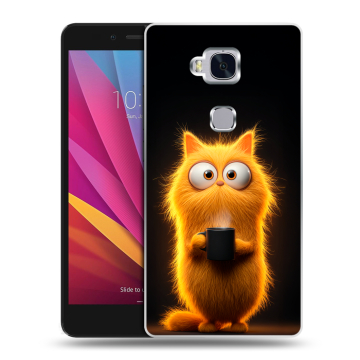 Силиконовый чехол на Huawei Honor 5X с принтом Смешной кот