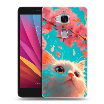 Силиконовый чехол на Huawei Honor 5X с принтом Красивый кот
