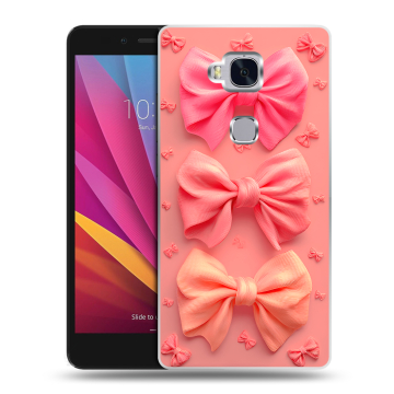 Силиконовый чехол на Huawei Honor 5X с принтом Розовые бантики