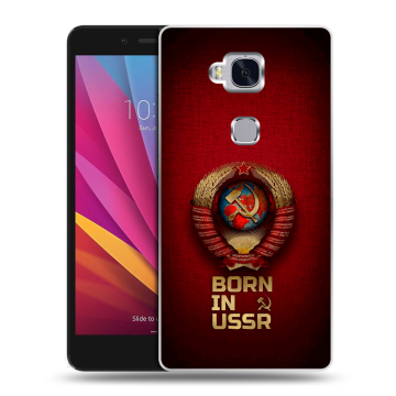 Силиконовый чехол на Huawei Honor 5X с принтом Флаг Герб СССР