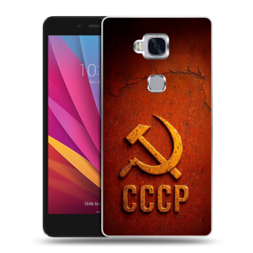 Силиконовый чехол на Huawei Honor 5X с принтом Флаг Герб СССР