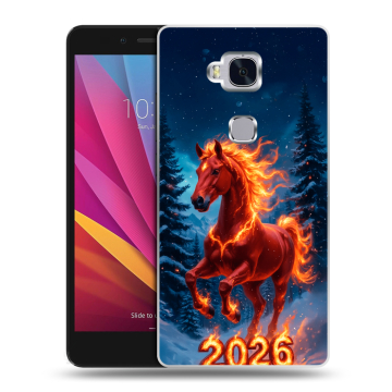 Силиконовый чехол на Huawei Honor 5X с принтом Новый год коня