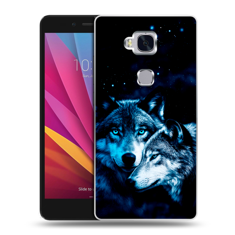 Силиконовый чехол на Huawei Honor 5X с принтом Волки Силиконовый чехол на Huawei Honor 5X с принтом Волки