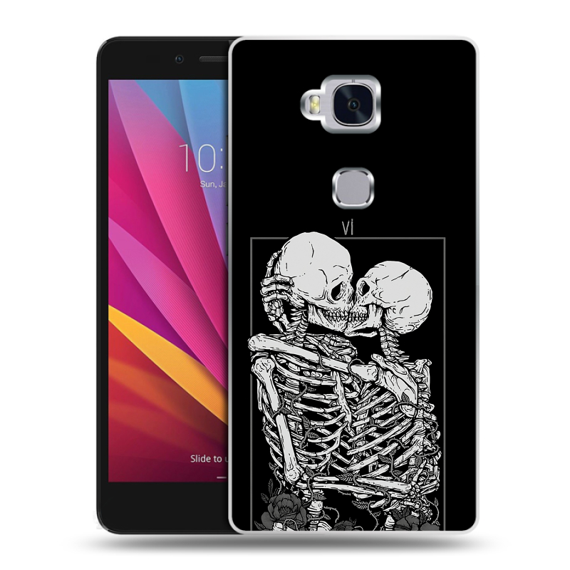 Силиконовый чехол на Huawei Honor 5X с принтом Поцелуй скелетов Силиконовый чехол на Huawei Honor 5X с принтом Поцелуй скелетов