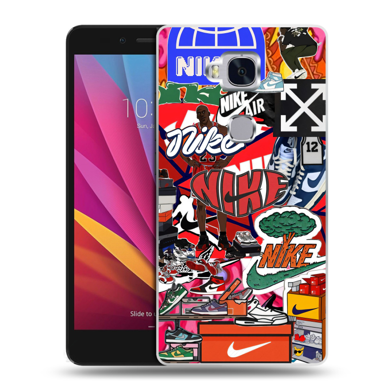 Силиконовый чехол на Huawei Honor 5X с принтом Найк Nike яркий Силиконовый чехол на Huawei Honor 5X с принтом Найк Nike яркий