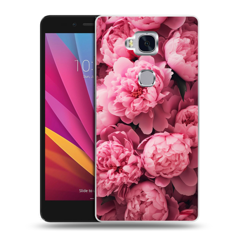 Силиконовый чехол на Huawei Honor 5X с принтом цветы пионы Силиконовый чехол на Huawei Honor 5X с принтом цветы пионы