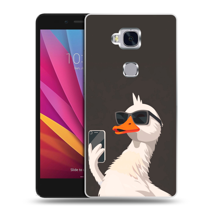 Силиконовый чехол на Huawei Honor 5X с принтом утка в очках Силиконовый чехол на Huawei Honor 5X с принтом утка в очках