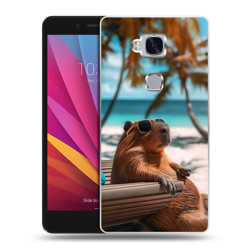 Силиконовый чехол на Huawei Honor 5X с принтом Капибара Силиконовый чехол на Huawei Honor 5X с принтом Капибара