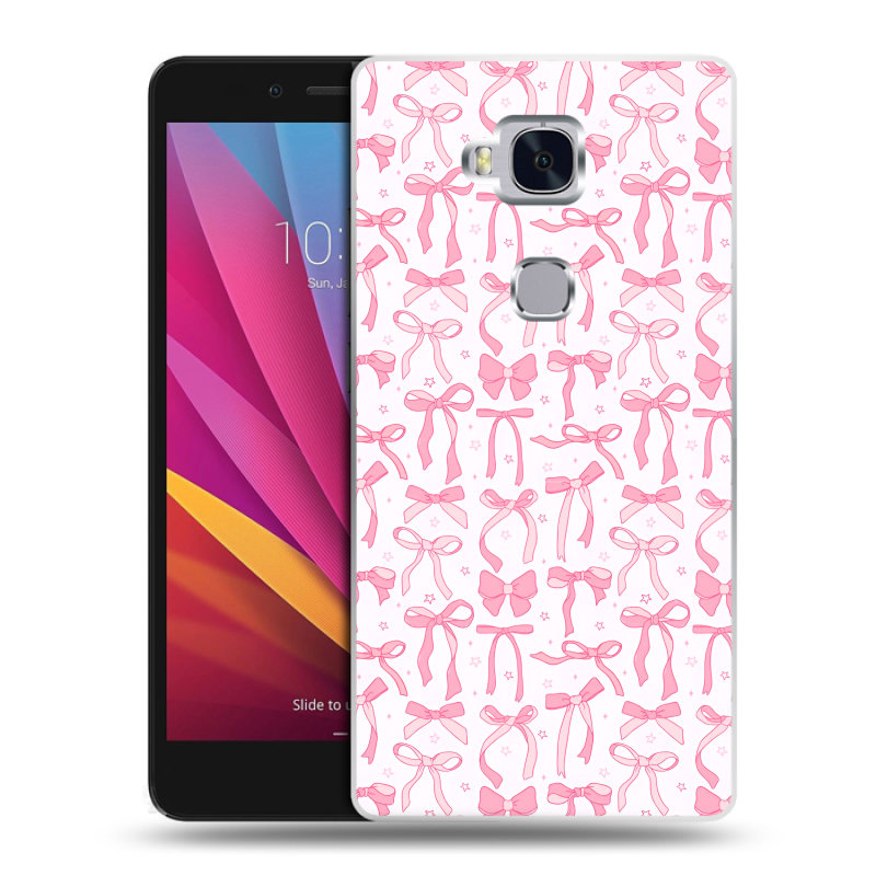 Силиконовый чехол на Huawei Honor 5X с принтом Розовые бантики Силиконовый чехол на Huawei Honor 5X с принтом Розовые бантики